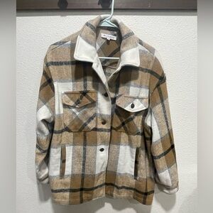 Women’s Plaid Jacket in Mustard, Cream & White